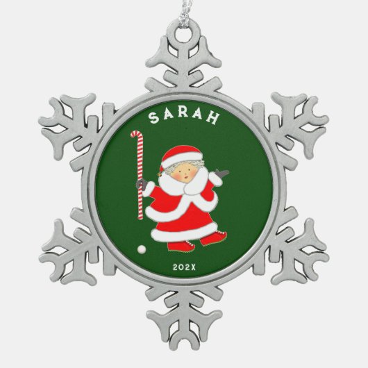 Personalisiert Field Hockey Collectible Schneeflocken Zinn-Ornament (Vorderseite)