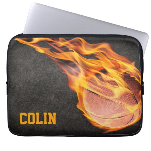 Personalisiert Fiery Basketball Laptopschutzhülle (Vorderseite)