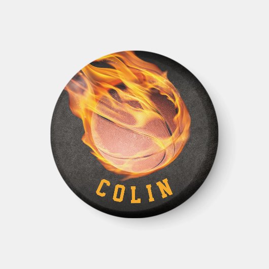 Personalisiert Fiery Basketball Magnet (Vorne)