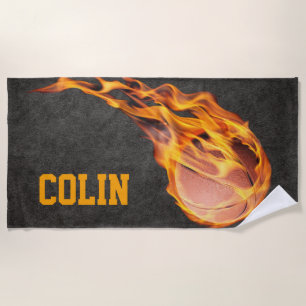 Personalisiert Fiery Basketball Strandtuch