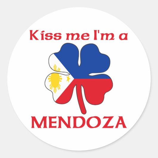 Personalisiert Filipino Kiss Me I'm Mendoza Runder Aufkleber (Vorderseite)