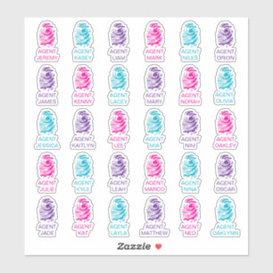 Personalisiert Fingerprint Girls Spy Party Sticker