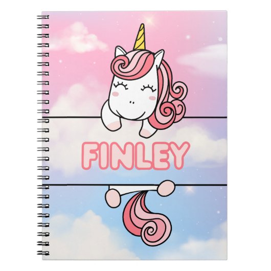 Personalisiert Finley Unicorn Girlie Notebook Notizblock (Vorderseite)