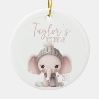 Personalisiert First Baby Elephant Weihnachten Keramik Ornament