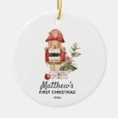 Personalisiert First Christmas Baby Boy Nutcracker Keramik Ornament (Vorne)