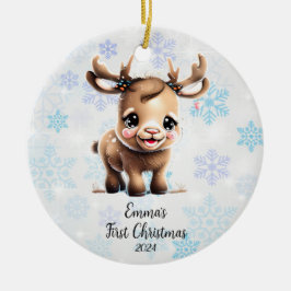 Personalisiert First Christmas Baby Rentier Keramik Ornament