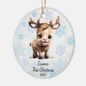 Personalisiert First Christmas Baby Rentier Keramik Ornament (Links)