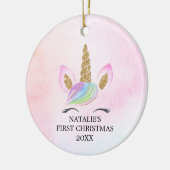 Personalisiert First Christmas Girl Unicorn Glitze Keramik Ornament (Links)