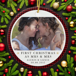 Personalisiert First Christmas Mrs. & Mrs. Foto Keramik Ornament