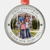 Personalisiert First Christmas New Zuhause Foto Ornament Aus Metall (Vorne)