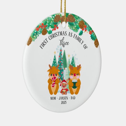 Personalisiert First Christmas Rentier Keramik Ornament (Rechts)