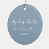 Personalisiert First Christmas Script Name Baby Bl Keramik Ornament (Links)