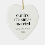 Personalisiert First Christmas Verheiratetes Foto Keramik Ornament (Rechts)