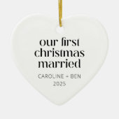 Personalisiert First Christmas Verheiratetes Foto Keramik Ornament (Vorne)