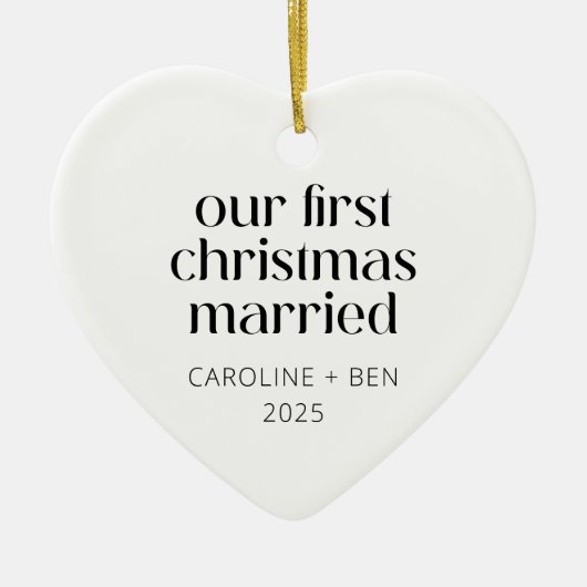 Personalisiert First Christmas Verheiratetes Foto Keramik Ornament (Vorne)