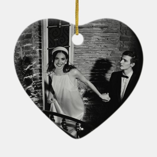 Personalisiert First Christmas Verheiratetes Foto Keramik Ornament (Hinten)