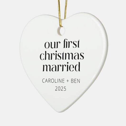 Personalisiert First Christmas Verheiratetes Foto Keramik Ornament (Links)