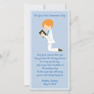 Personalisiert First Communion Lesezeichen Boy Dankeskarte