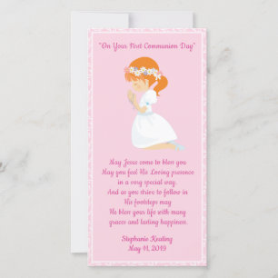 Personalisiert First Communion Lesezeichen Mädchen Dankeskarte