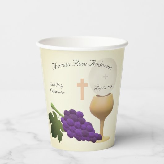 Personalisiert First Holy Comunion Pappbecher (Rückseite)