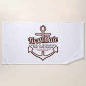 Personalisiert First Mate Anchor Nautical Strandtuch (Vorderseite)