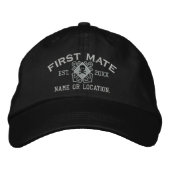Personalisiert First Mate Nautic Crossbones Skull Bestickte Baseballkappe (Vorderseite)