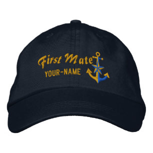 Personalisiert First Mate Nautical Anchor Golden Bestickte Kappe