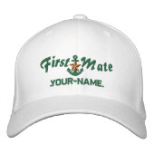 Personalisiert First Mate Star Anchor Green Bestickte Kappe (Vorderseite)