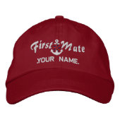 Personalisiert First Mate Star Anchor White Bestickte Kappe (Vorderseite)