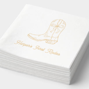 Personalisiert First Rodeo Birthday Gold Napkins Servietten Mit Folie