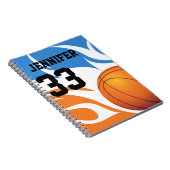 Personalisiert Flaming Basketball Blau und Orange Notizblock (Rechte Seite)