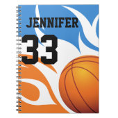 Personalisiert Flaming Basketball Blau und Orange Notizblock (Vorderseite)