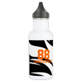 Personalisiert Flaming Basketball Schwarz/Weiß Trinkflasche (Links)