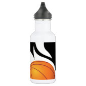 Personalisiert Flaming Basketball Schwarz/Weiß Trinkflasche (Rechts)