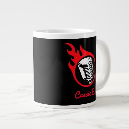 Personalisiert Flaming Mic Jumbo-Tasse (Vorderseite Rechts)