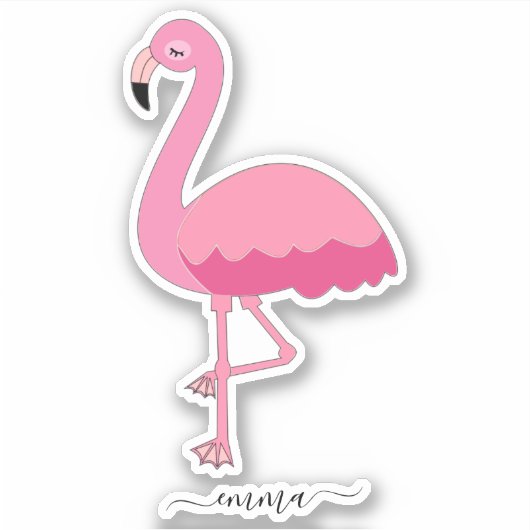 Personalisiert Flamingo Aufkleber (Vorderseite)