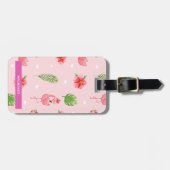 Personalisiert Flamingo Flair & Monstera Gepäckanhänger (Vorderseite horizontal)