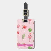 Personalisiert Flamingo Flair & Monstera Gepäckanhänger (Vorderseite vertikal)