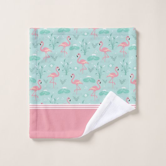 Personalisiert Flamingo Gift Monogram Badhandtuch Set (Waschlappen)