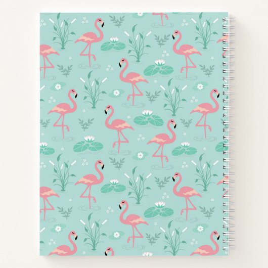 Personalisiert Flamingo Gift Monogram Notizblock (Rückseite)