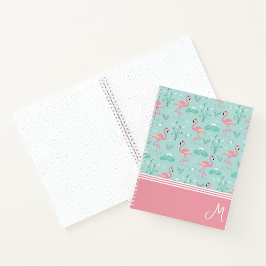 Personalisiert Flamingo Gift Monogram Notizblock (Innenseite)