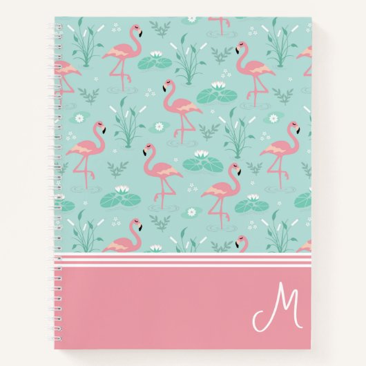 Personalisiert Flamingo Gift Monogram Notizblock (Vorderseite)