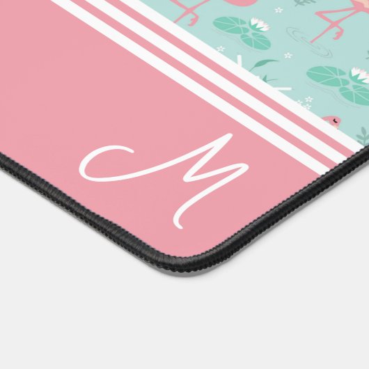 Personalisiert Flamingo Gift Monogram Schreibtischunterlage (Ecke)