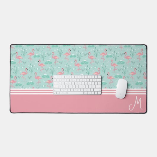 Personalisiert Flamingo Gift Monogram Schreibtischunterlage (Tastatur & Maus)