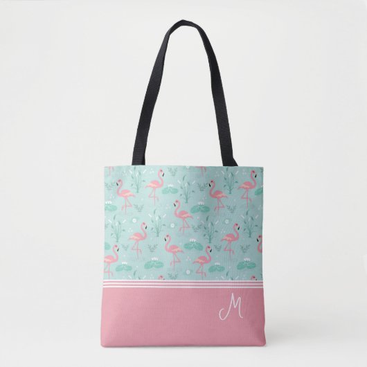 Personalisiert Flamingo Gift Monogram Tasche (Vorderseite)