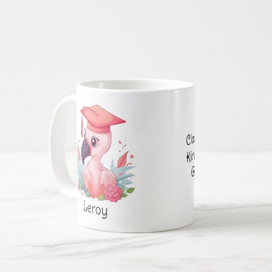 Personalisiert Flamingo Kindergarten Abschluss Kaffeetasse (Vorderseite Links)