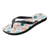 Personalisiert Flamingo Palm Tree Blue Red Beach Badesandalen (Schrägansicht)