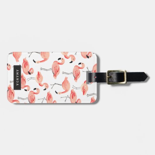 Personalisiert | Flamingo-Party Gepäckanhänger (Vorderseite horizontal)