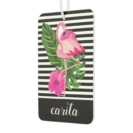 Personalisiert Flamingo Striped Air Freshener Autolufterfrischer (Links)