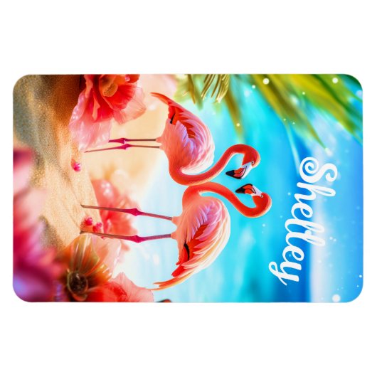 Personalisiert Flamingo Themed Magnet (Horizontal)